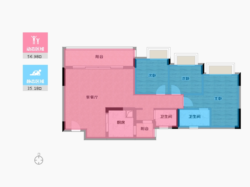 重庆-重庆市-中国铁建山语桃源-81.89-户型库-动静分区