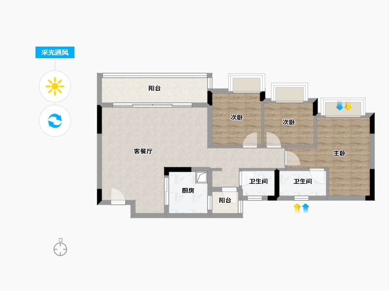 重庆-重庆市-中国铁建山语桃源-81.89-户型库-采光通风