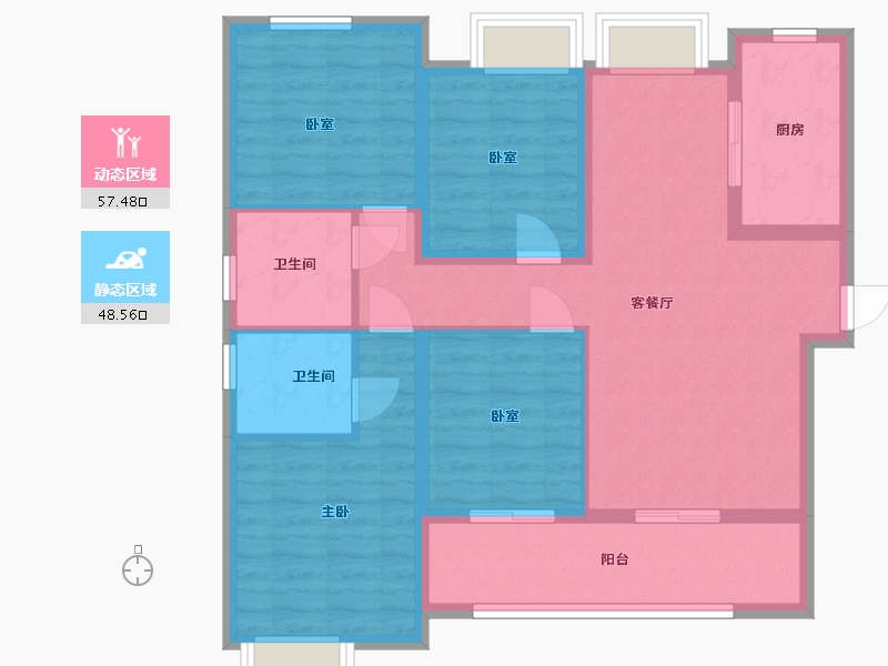 福建省-漳州市-建发朗云-94.44-户型库-动静分区