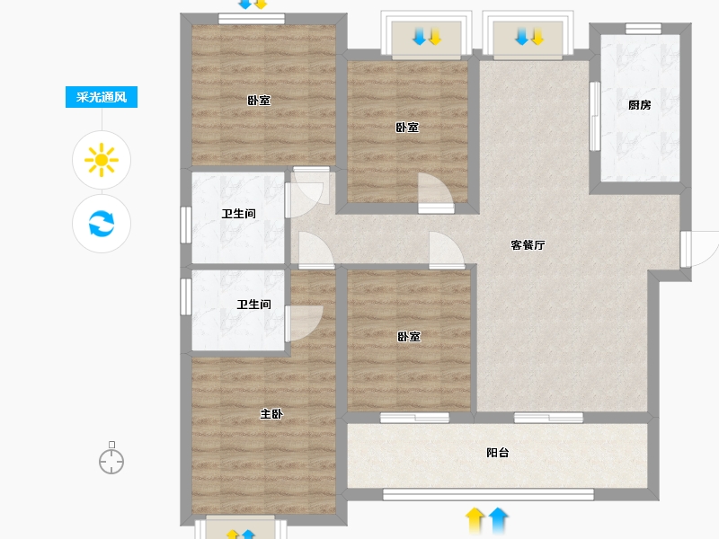 福建省-漳州市-建发朗云-94.44-户型库-采光通风