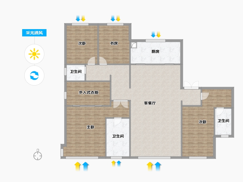 宁夏回族自治区-银川市-万科阅海锦绣-168.80-户型库-采光通风