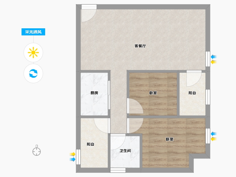 广东省-深圳市-东郡百仕达花园(四期)-50.57-户型库-采光通风