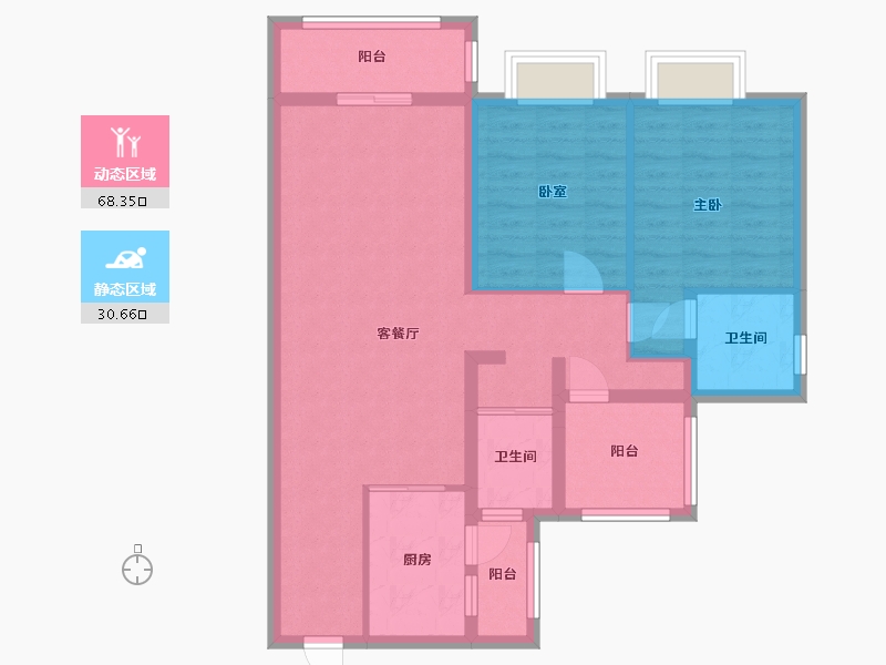 广东省-清远市-碧桂园云璟-87.99-户型库-动静分区