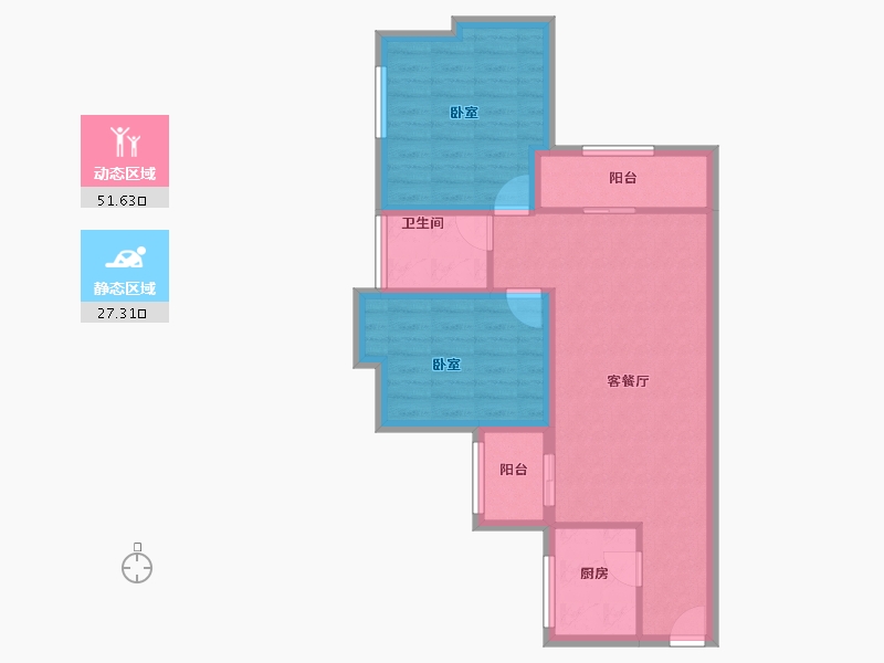 广东省-深圳市-鹏兴花园(六期)-70.16-户型库-动静分区