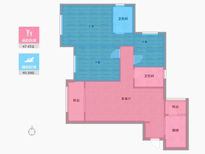 重庆-重庆市-荣盛锦绣南山-75.58-户型库-动静分区