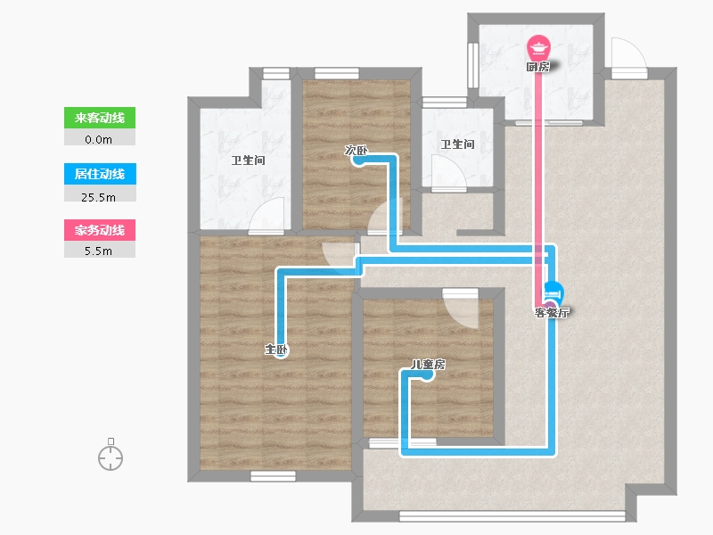 陕西省-西安市-朱雀锦园5期-90.47-户型库-动静线