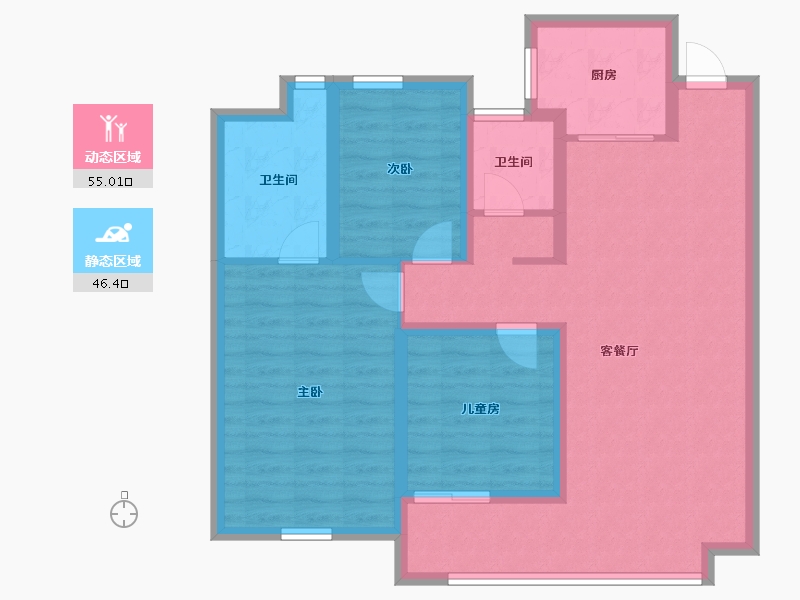 陕西省-西安市-朱雀锦园5期-90.47-户型库-动静分区