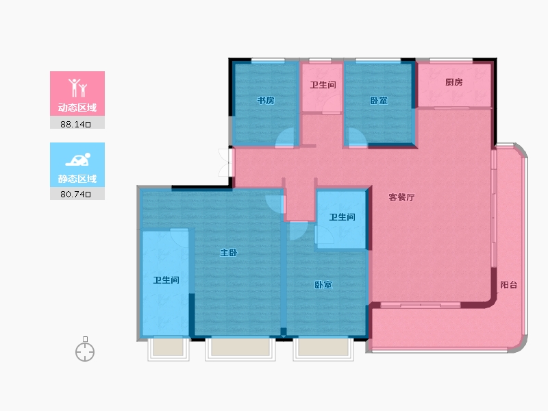 陕西省-咸阳市-明丰·雲庐-152.62-户型库-动静分区