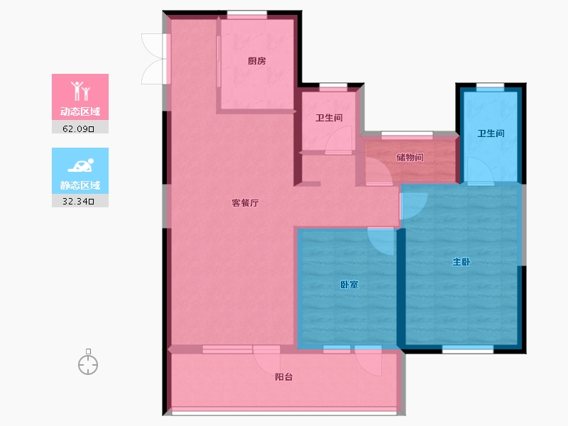 宁夏回族自治区-银川市-中国铁建润发兰庭云宸-84.00-户型库-动静分区