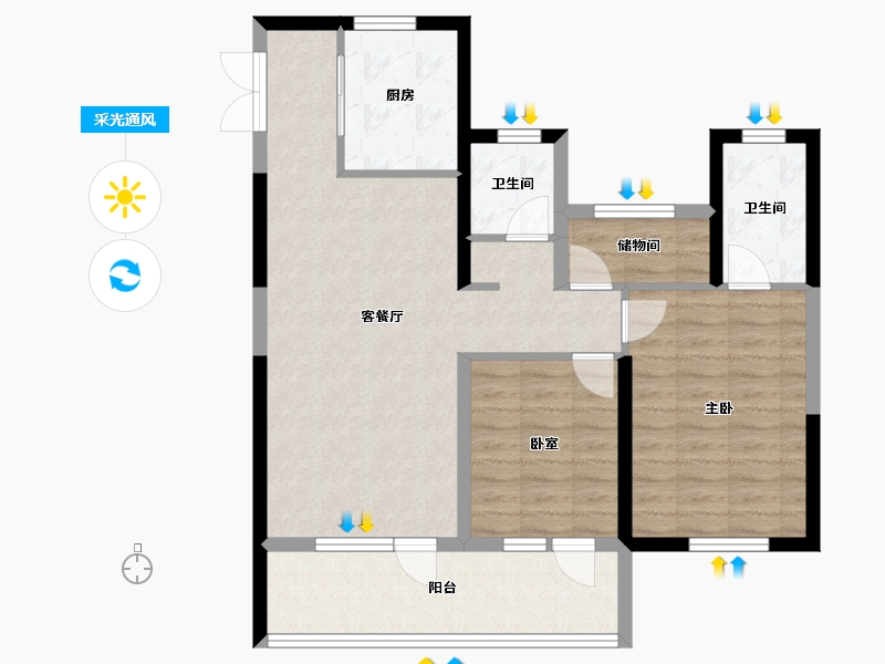 宁夏回族自治区-银川市-中国铁建润发兰庭云宸-84.00-户型库-采光通风