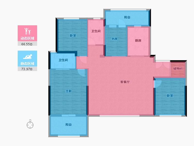 陕西省-西安市-龙翔·奥城云玺-127.15-户型库-动静分区