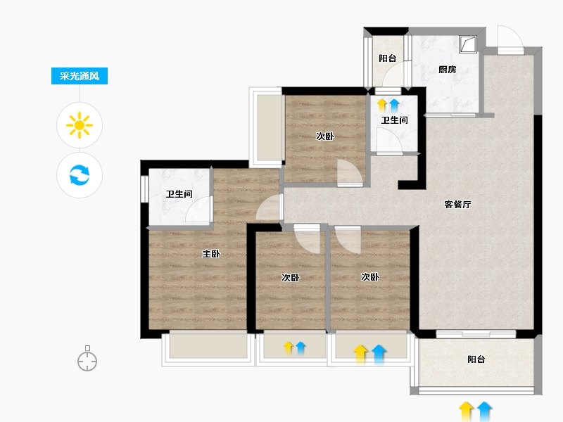 广东省-深圳市-华润华富村-92.00-户型库-采光通风