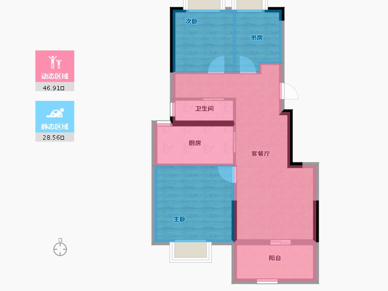 上海-上海市-前滩润璟-67.19-户型库-动静分区