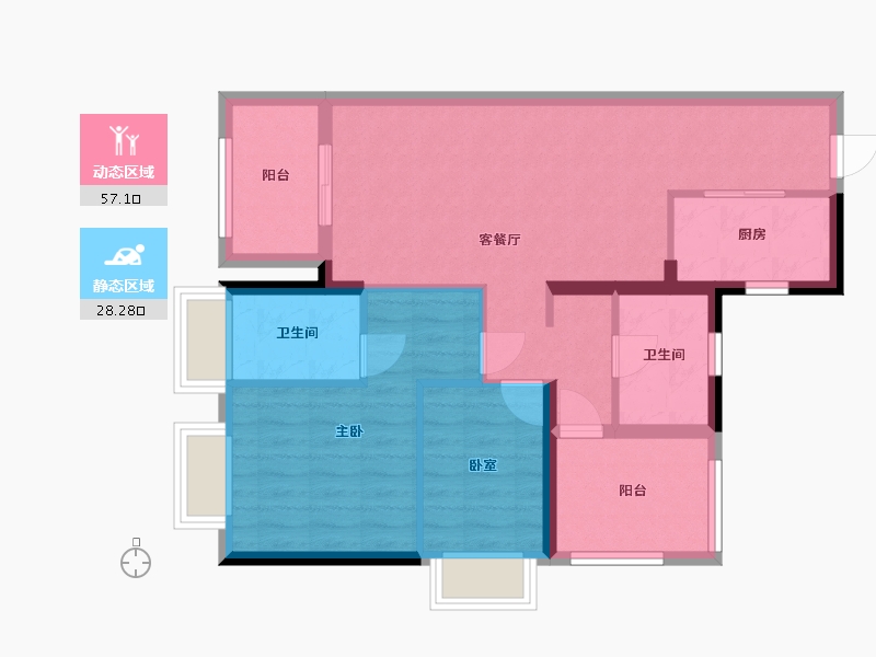 广东省-惠州市-卓越东部蔚蓝海岸-75.93-户型库-动静分区