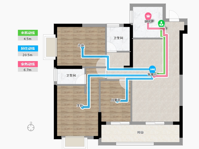 贵州省-六盘水市-星筑·中央公园-86.61-户型库-动静线