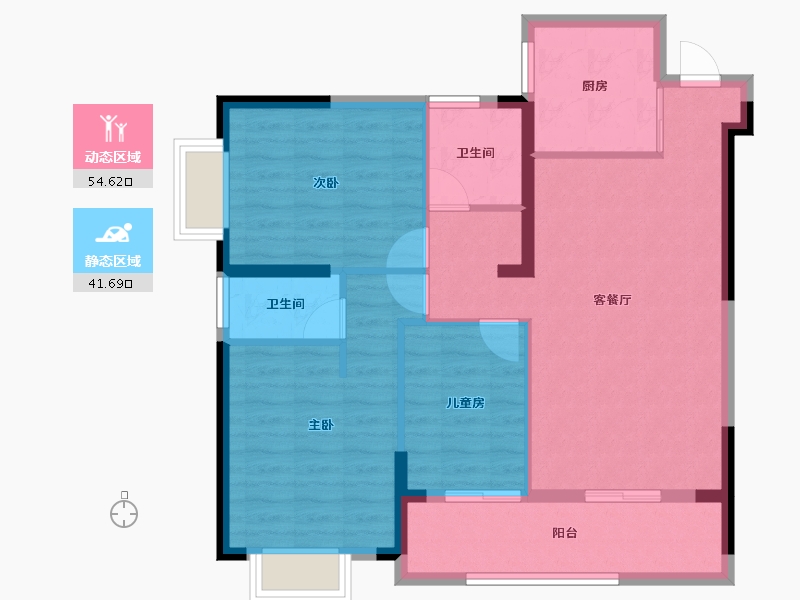 贵州省-六盘水市-星筑·中央公园-86.61-户型库-动静分区