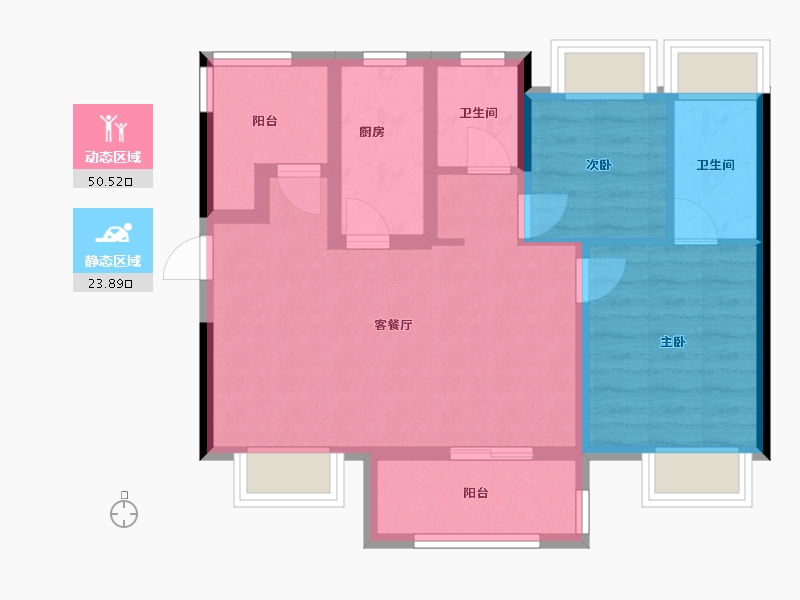 广东省-佛山市-顺控金地•熙悦湾-65.51-户型库-动静分区