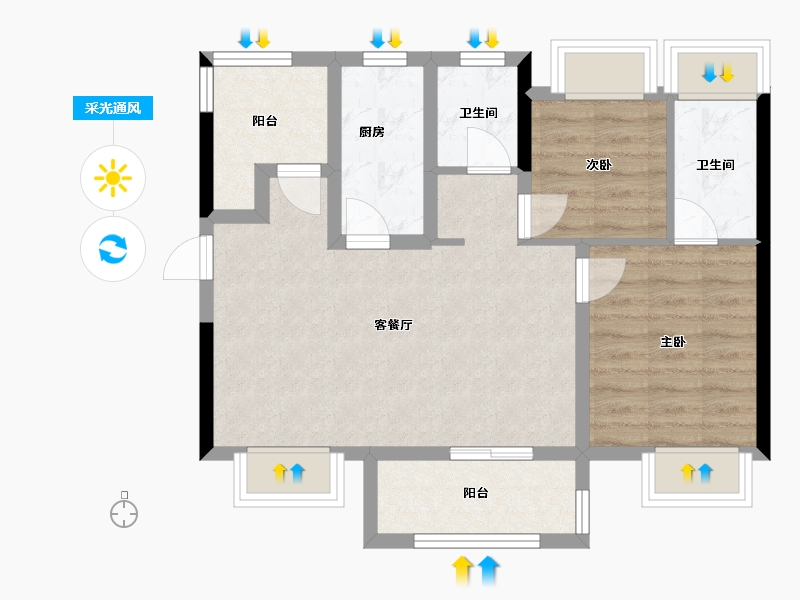 广东省-佛山市-顺控金地•熙悦湾-65.51-户型库-采光通风