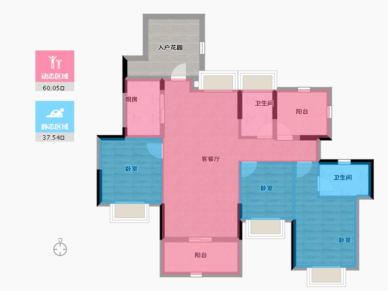 广东省-惠州市-金裕星河丹堤-95.61-户型库-动静分区