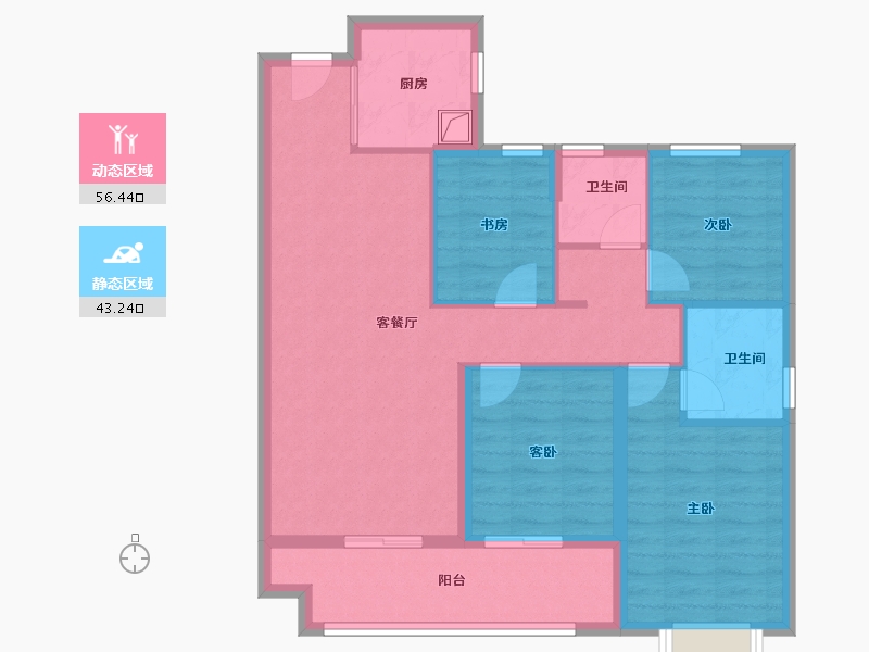 福建省-漳州市-建发朗云-88.80-户型库-动静分区