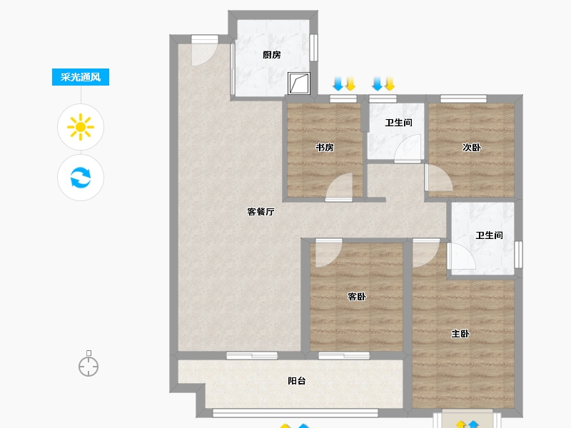 福建省-漳州市-建发朗云-88.80-户型库-采光通风