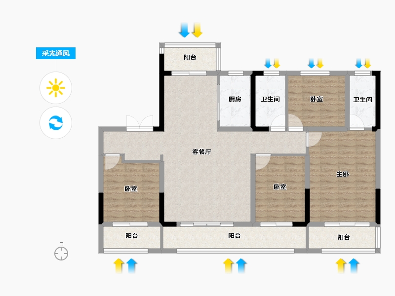 河南省-周口市-建业·滨河新筑-121.77-户型库-采光通风