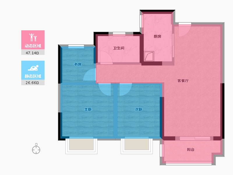 浙江省-宁波市-和暄苑-65.00-户型库-动静分区