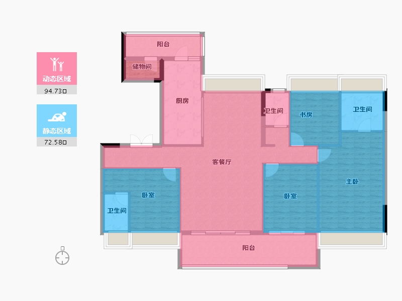 江苏省-镇江市-碧桂园·云顶-153.06-户型库-动静分区