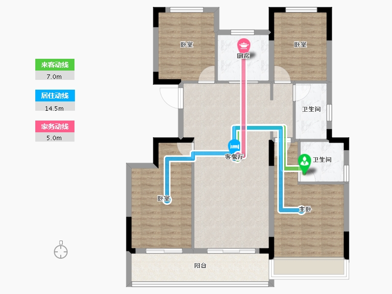 浙江省-杭州市-伟星咏滨名邸-103.68-户型库-动静线