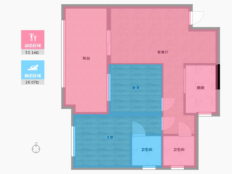 贵州省-毕节市-恒邦·百里春风-70.82-户型库-动静分区