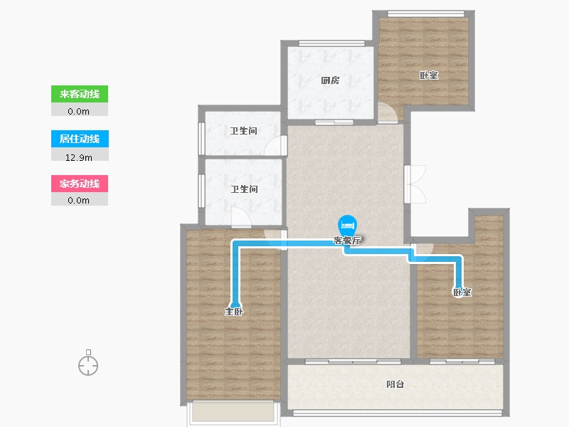 浙江省-杭州市-德信小河云庄-135.00-户型库-动静线