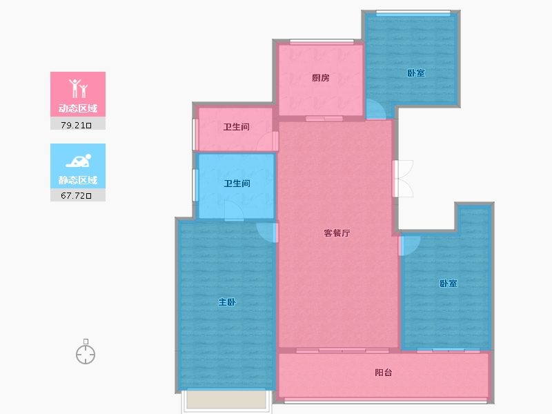 浙江省-杭州市-德信小河云庄-135.00-户型库-动静分区