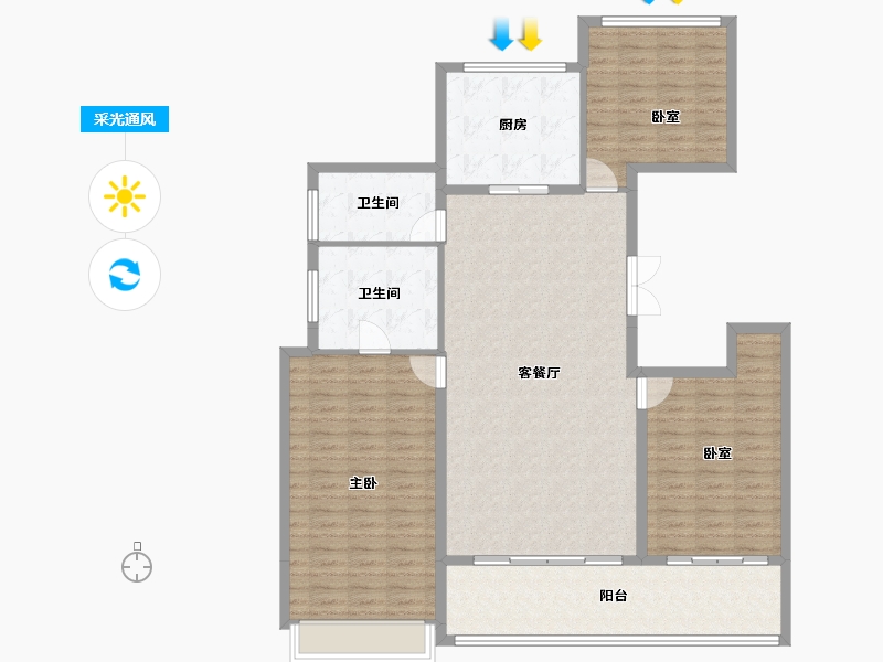 浙江省-杭州市-德信小河云庄-135.00-户型库-采光通风