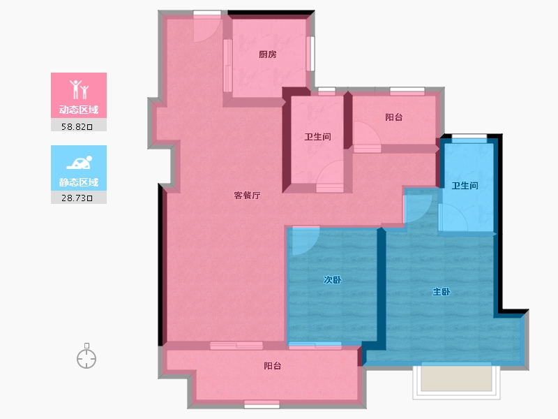 广东省-佛山市-顺控金地•熙悦湾-76.86-户型库-动静分区