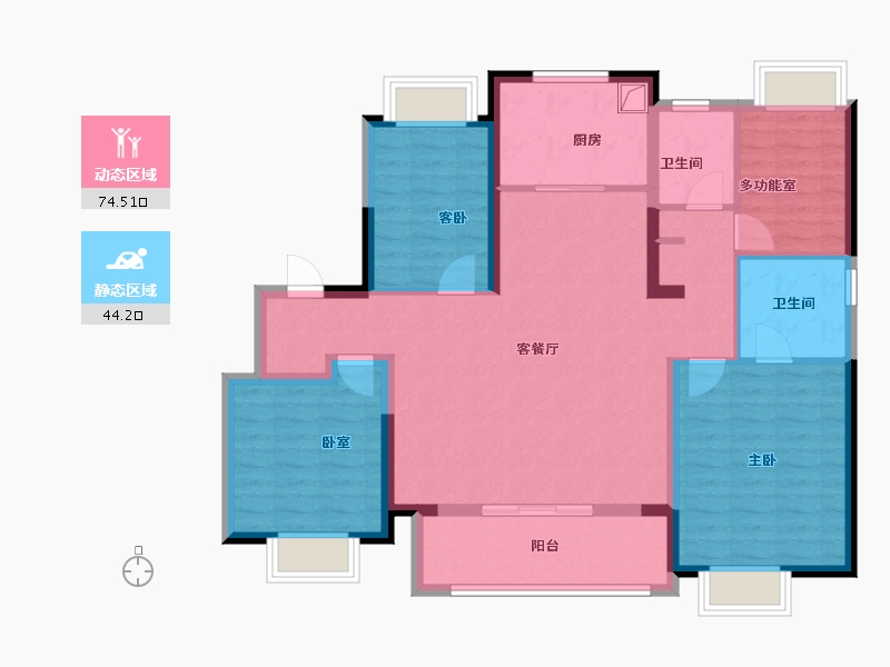 上海-上海市-新长宁·水韵名邸-106.00-户型库-动静分区