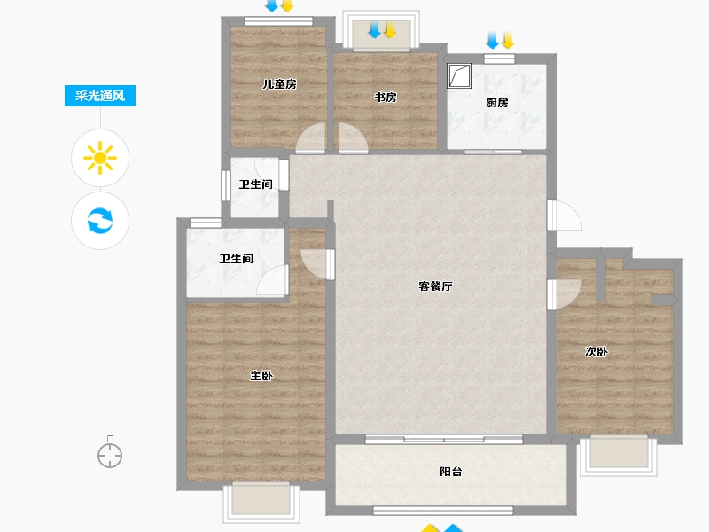 江苏省-苏州市-保利天汇-112.00-户型库-采光通风