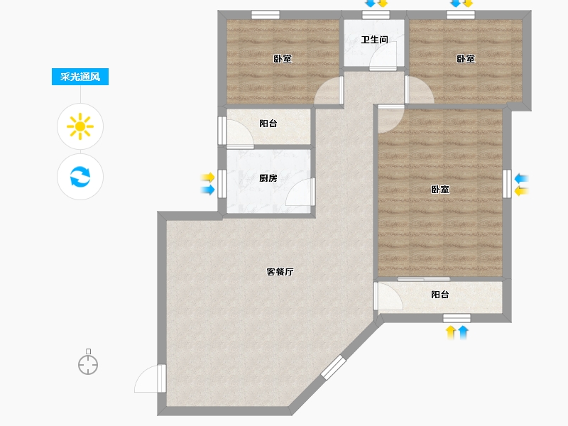 广东省-深圳市-布心花园四区-81.51-户型库-采光通风