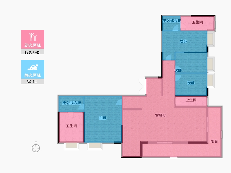 重庆-重庆市-嘉陵江天-205.90-户型库-动静分区