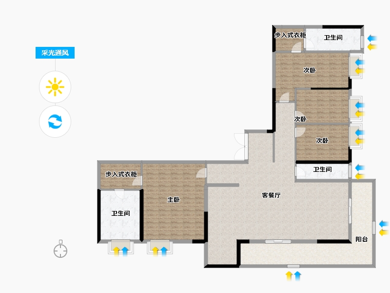 重庆-重庆市-嘉陵江天-205.90-户型库-采光通风