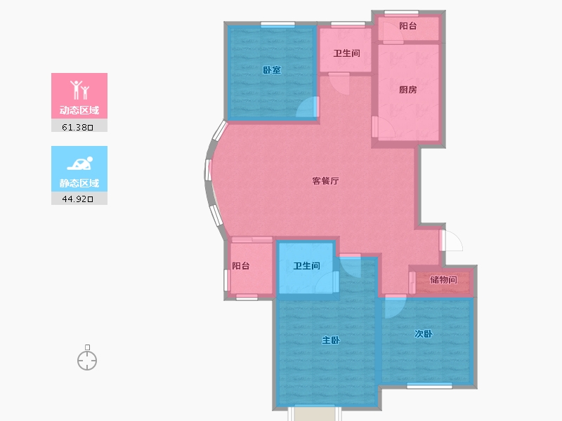 上海-上海市-爱法新城-94.40-户型库-动静分区