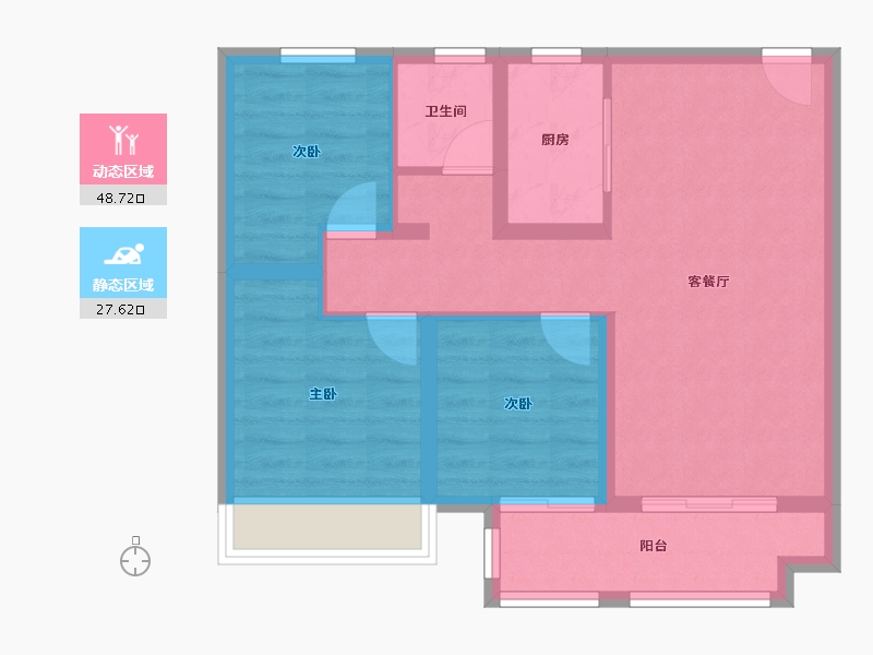 河北省-沧州市-泽信云尚-76.50-户型库-动静分区