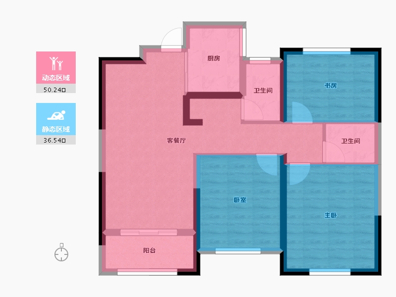 陕西省-西安市-五龙悦世纪-77.09-户型库-动静分区