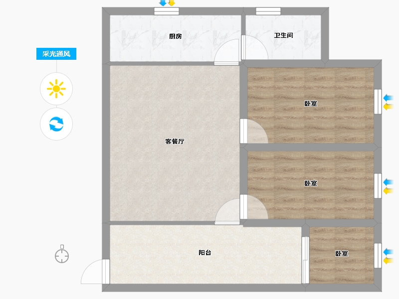 广东省-深圳市-松泉公寓-65.78-户型库-采光通风