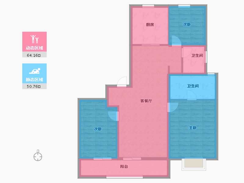 河南省-郑州市-北龙湖瑞府-103.36-户型库-动静分区