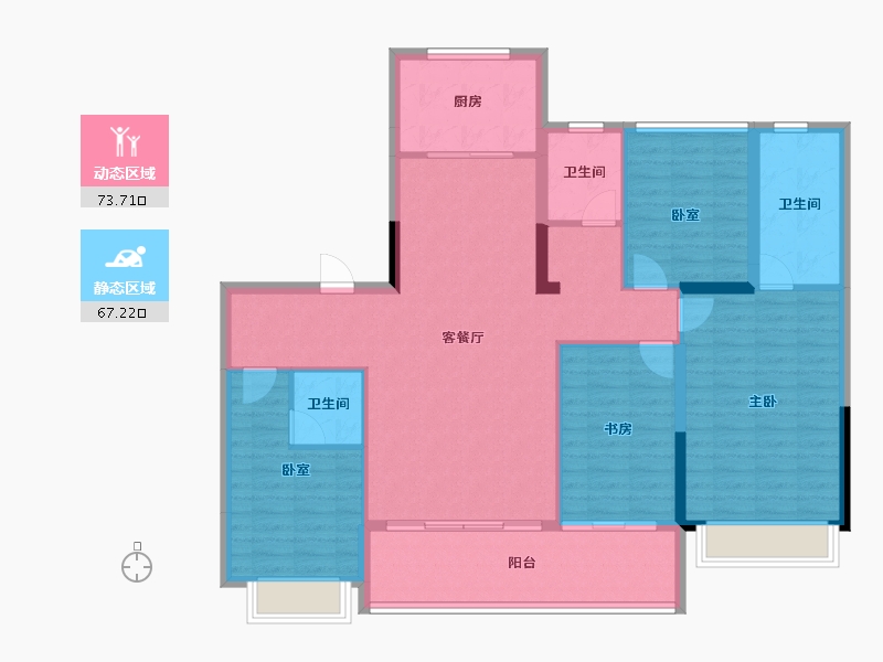 陕西省-咸阳市-明丰·雲庐-128.25-户型库-动静分区