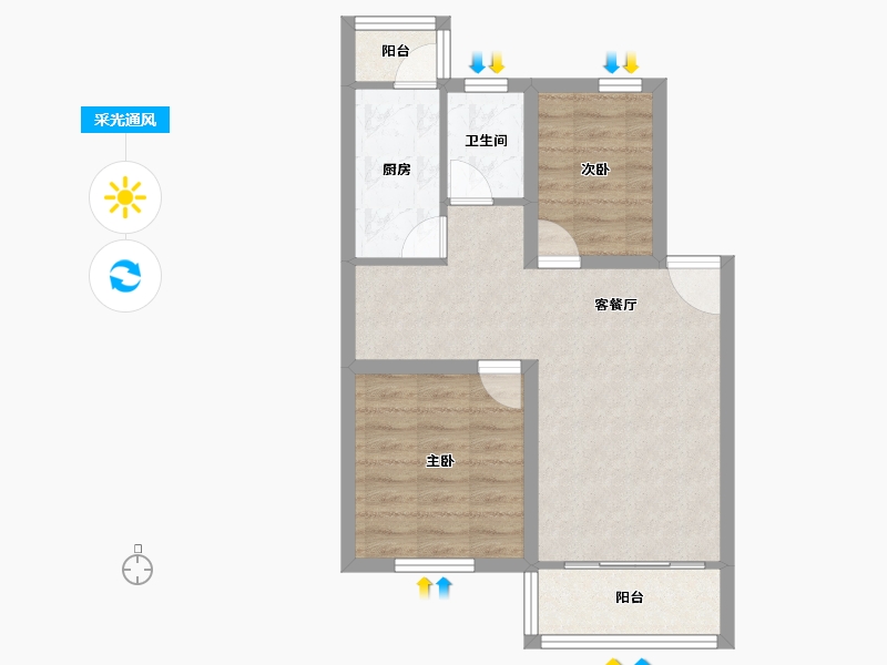 广东省-深圳市-鹏兴花园(一期)-57.27-户型库-采光通风