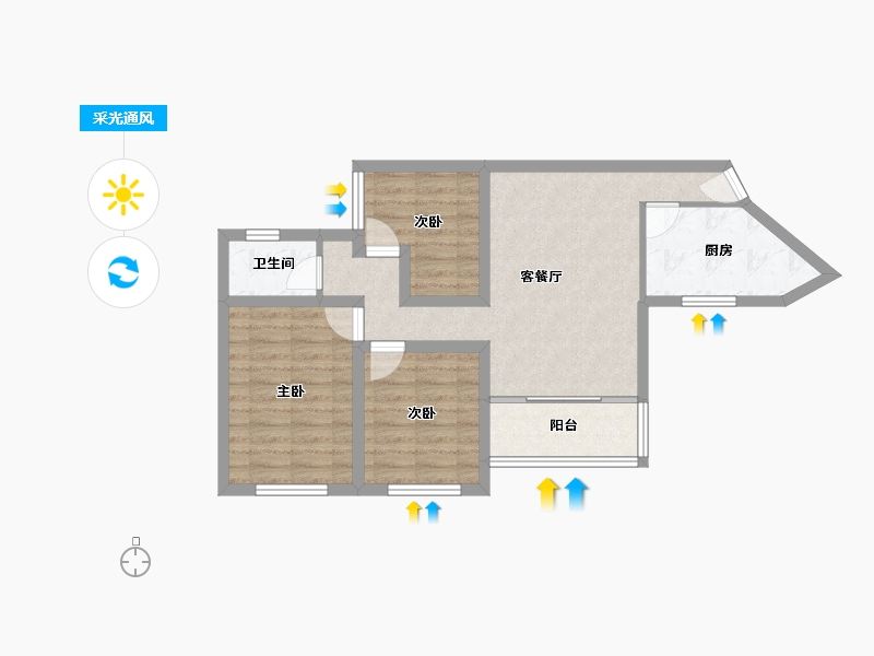 广东省-深圳市-畔山花园-67.00-户型库-采光通风