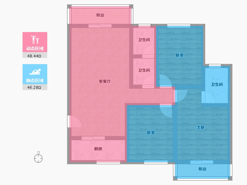 陕西省-宝鸡市-鸿德·凤仪国际-82.73-户型库-动静分区