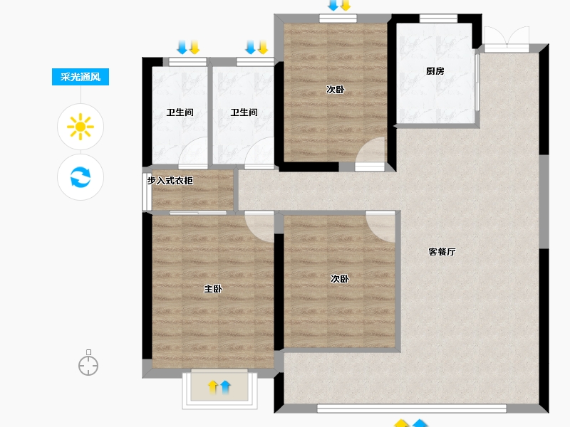 浙江省-温州市-国鸿都会中心-89.73-户型库-采光通风