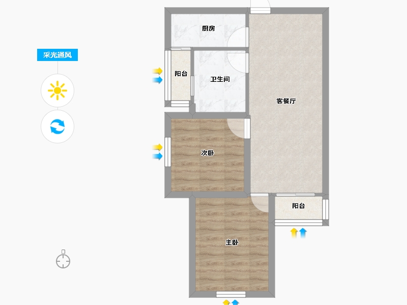 广东省-深圳市-金城华庭-51.56-户型库-采光通风